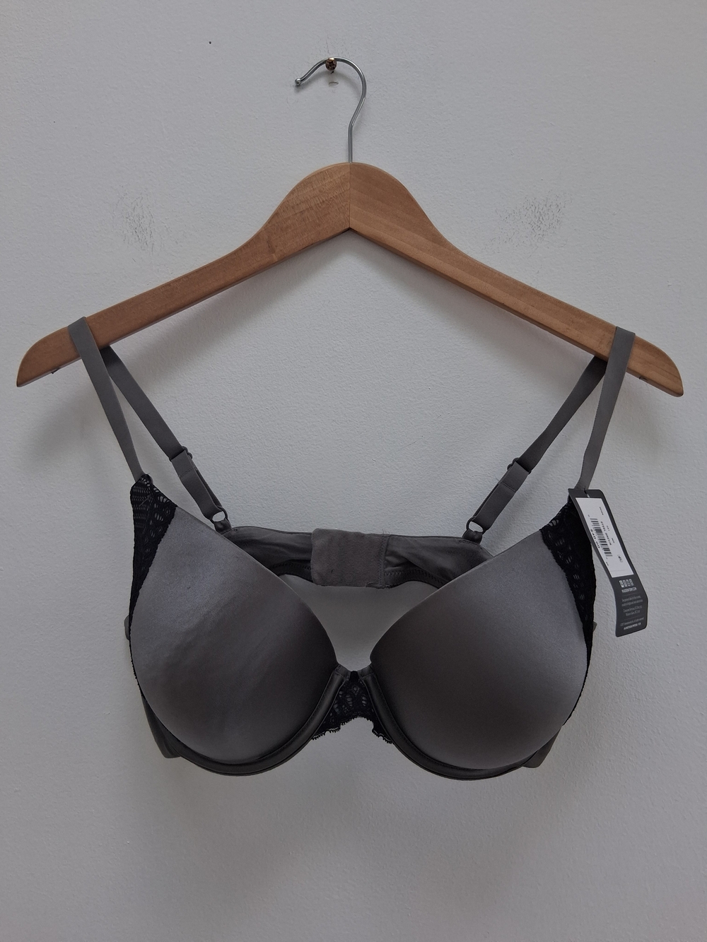 Maidenform Women's Steel Gray Bra with Black Lace Trim Size 36D Style #09428